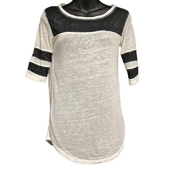 SO Black & White Jersey Style Sheer T-Shirt Women’s XS - Picture 1 of 5